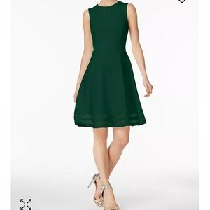 NWT Calvin Klein Sleeveless Illusion-Trim Fit & Flare Dress